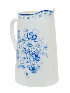 My Texas House Floral Stoneware Pitcher, Blue and White, 3 qt